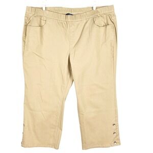 Isaac Mizrahi Women's Stretch Elastic Waist Pull-on Beige Pants Size 28WP NWOT